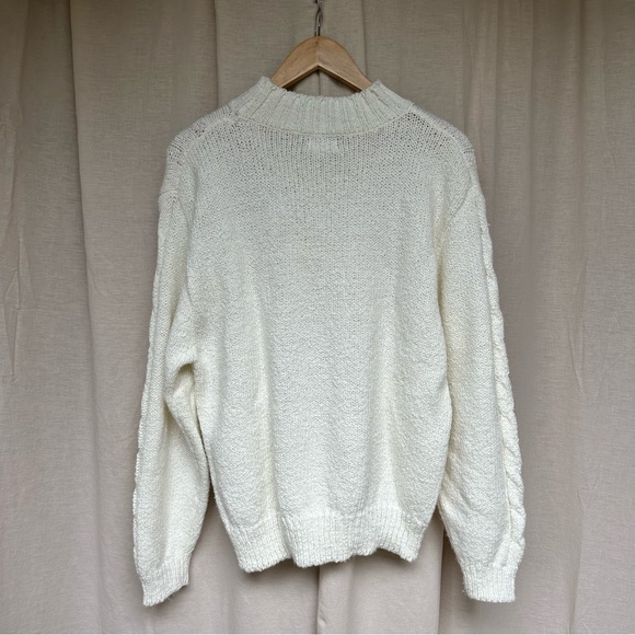 VNTG | White Cable Knit Sweater (size L) - Picture 2 of 6